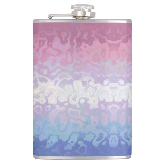 Trippy Ripply Groovy Eccentric Bigender Pride Flag Hip Flask (Front)