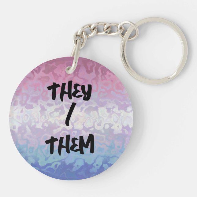 Trippy Ripply Groovy Eccentric Bigender Pride Flag Keychain (Back)