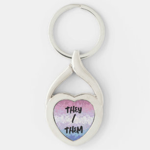 Trippy Ripply Groovy Eccentric Bigender Pride Flag Keychain
