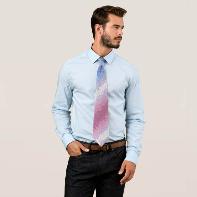 Trippy Ripply Groovy Eccentric Bigender Pride Flag Tie (In Situ)