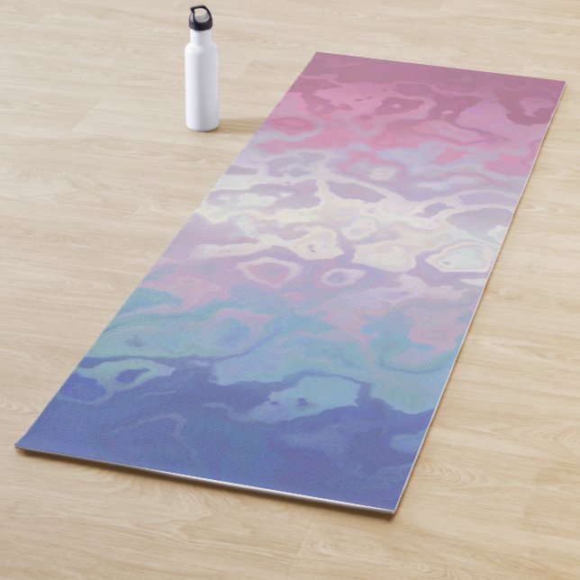 Trippy Ripply Groovy Eccentric Bigender Pride Flag Yoga Mat (In Situ)