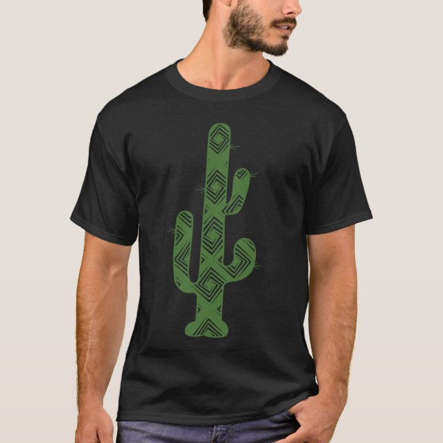 Trippy Saguaro Cactus Southwest Desert Cactus Over T-Shirt (Front)
