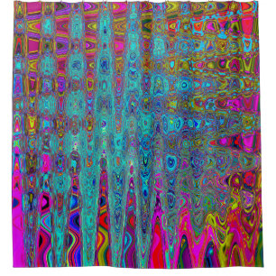 Trippy Sky Blue Abstract Retro Atomic Waves