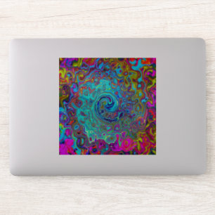 Trippy Sky Blue Abstract Retro Liquid Swirl
