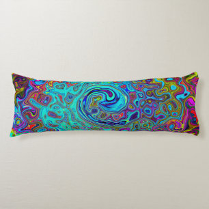 Trippy Sky Blue Abstract Retro Liquid Swirl Body Pillow