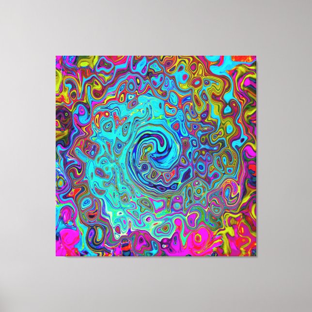 Trippy Sky Blue Abstract Retro Liquid Swirl Canvas Print (Front)