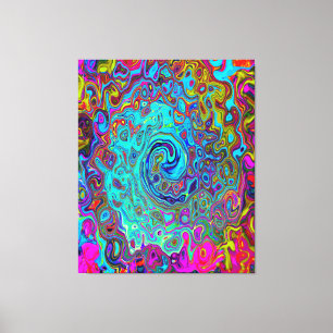 Trippy Sky Blue Abstract Retro Liquid Swirl Canvas Print