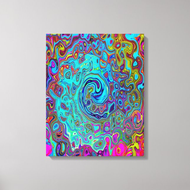 Trippy Sky Blue Abstract Retro Liquid Swirl Canvas Print (Front)