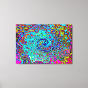 Trippy Sky Blue Abstract Retro Liquid Swirl Canvas Print