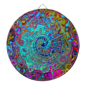 Trippy Sky Blue Abstract Retro Liquid Swirl Dartboard