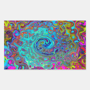 Trippy Sky Blue Abstract Retro Liquid Swirl Sticker