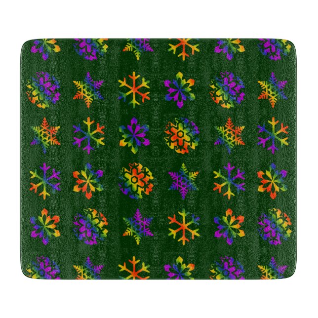 Trippy Snowflakes Cutting Board (Front)
