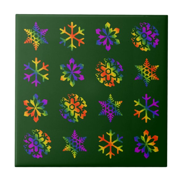 Trippy Snowflakes Tile (Front)