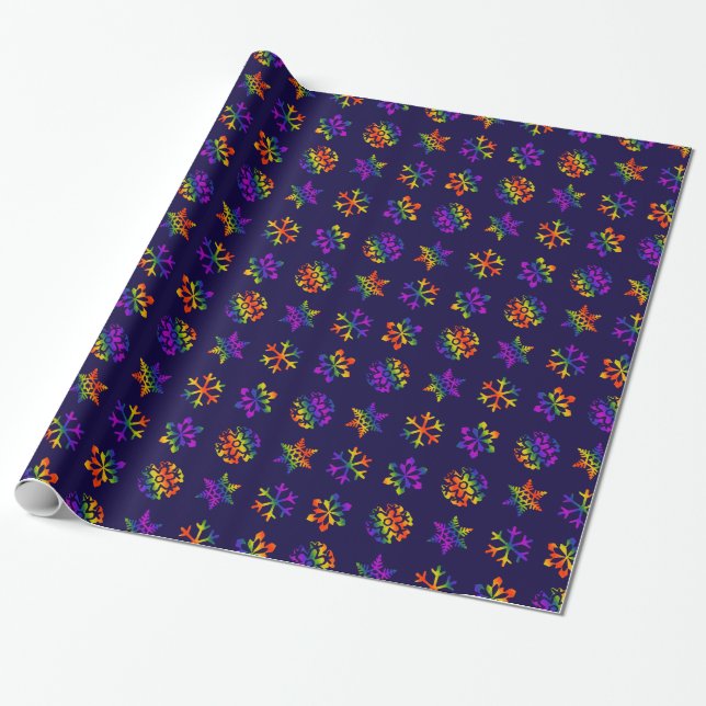 Trippy Snowflakes Wrapping Paper (Unrolled)