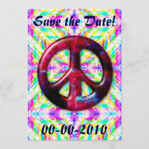 Trippy Space Nebula Peace Sign Invitations