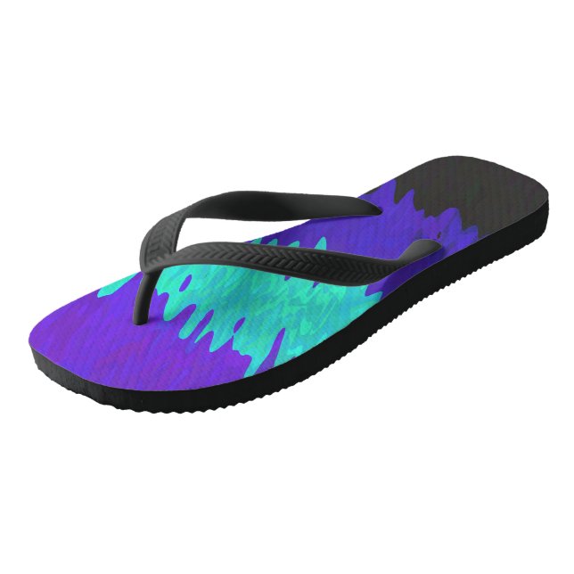 Trippy Squiggly Abstract Alexigender Pride Flag Flip Flops (Angled)
