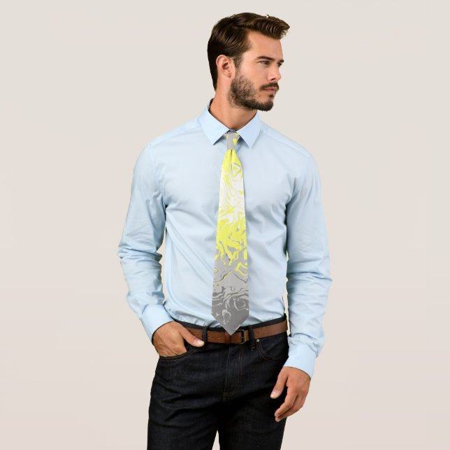 Trippy Squiggly Abstract Demigender Pride Flag Tie (In Situ)