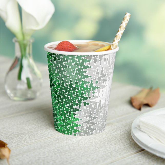 Trippy Squiggly Abstract Grayromantic Pride Flag Paper Cups (Insitu)