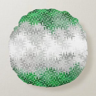 Trippy Squiggly Abstract Grayromantic Pride Flag Round Pillow