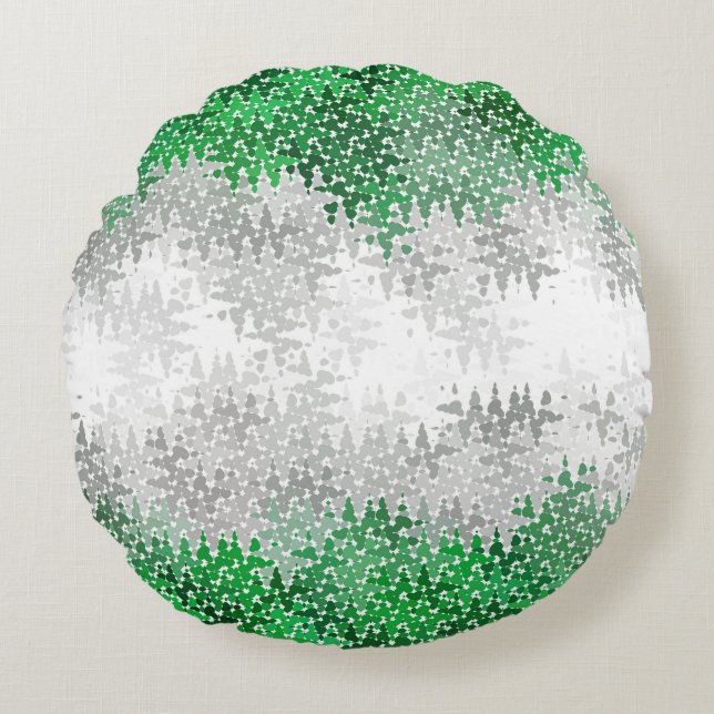 Trippy Squiggly Abstract Grayromantic Pride Flag Round Pillow (Front)