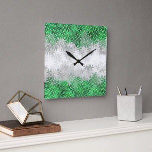 Trippy Squiggly Abstract Grayromantic Pride Flag Square Wall Clock
