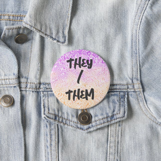 Trippy Squiggly Boho Abstract Trixic Pride Flag 3 Inch Round Button (In Situ)