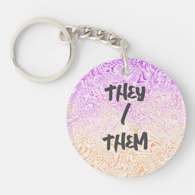 Trippy Squiggly Boho Abstract Trixic Pride Flag Keychain (Front)