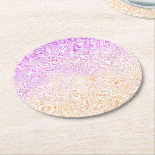 Trippy Squiggly Boho Abstract Trixic Pride Flag Round Paper Coaster