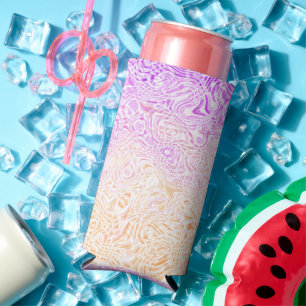 Trippy Squiggly Boho Abstract Trixic Pride Flag Seltzer Can Cooler