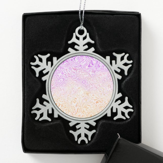 Trippy Squiggly Boho Abstract Trixic Pride Flag Snowflake Pewter Christmas Ornament (Box)