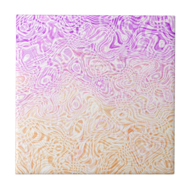 Trippy Squiggly Boho Abstract Trixic Pride Flag Tile (Front)