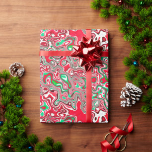 Trippy Squiggly Funky Maximalist Christmas Stripes Wrapping Paper