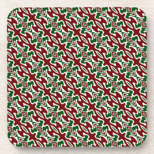 Trippy Squiggly Retro Mod Christmas Stripe Pattern Coaster