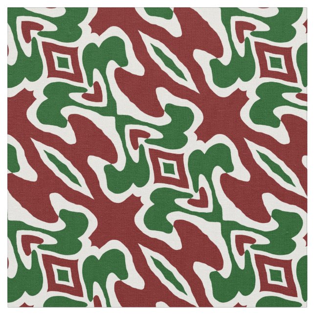 Trippy Squiggly Retro Mod Christmas Stripe Pattern Fabric (Close Up)