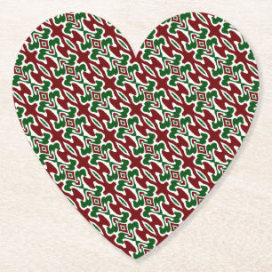 Trippy Squiggly Retro Mod Christmas Stripe Pattern Paper Coaster