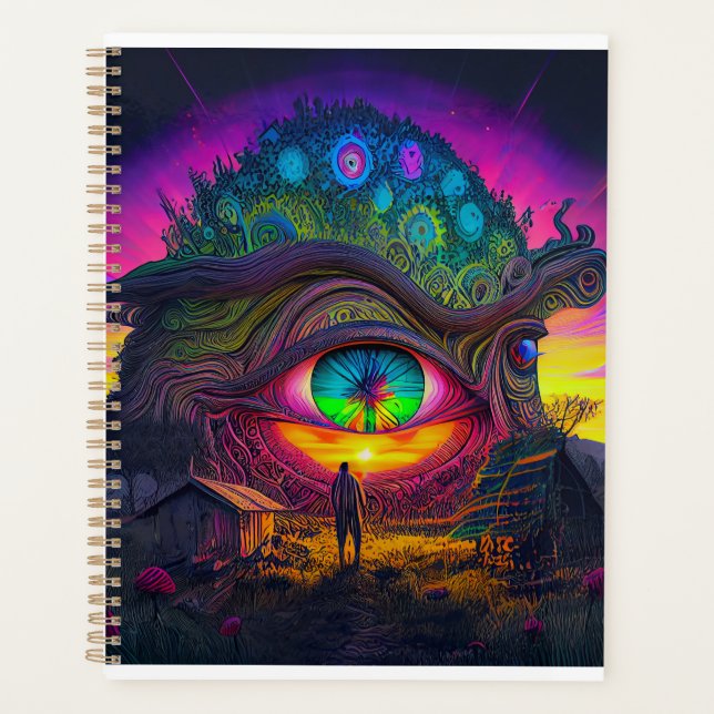 Trippy sunset in abstract surreal day dream planner (Front)