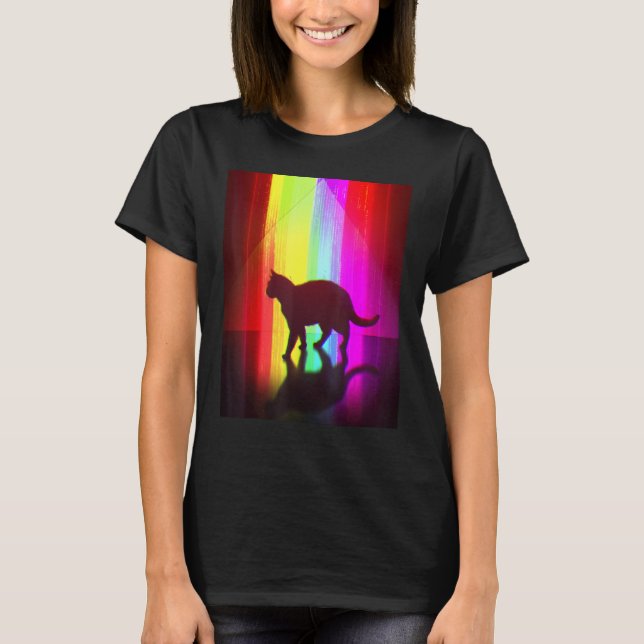 Trippy Surreal Cat Acidwave Aesthetic Surrealism R T-Shirt (Front)