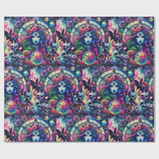 Trippy tie dye Halloween witch goddess gift wrap