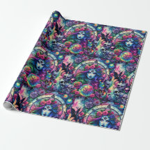 Trippy tie dye Halloween witch goddess gift wrap