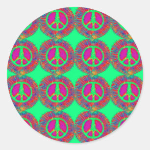 Trippy Tie-Dye Psychedelic Peace Sign Classic Round Sticker