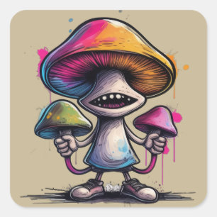 Trippy Toadstool Square Sticker