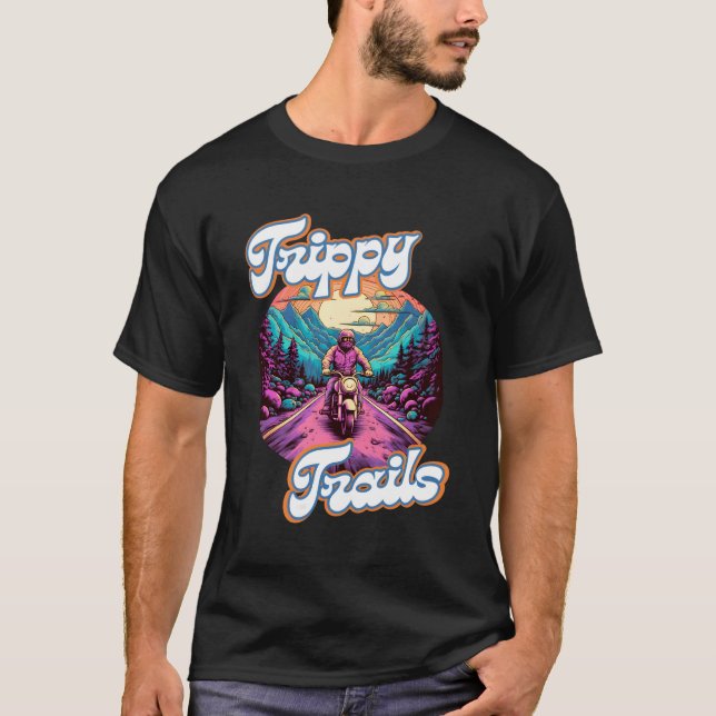 Trippy Trails Motorcycle Rider Psychedelic For Mom T-Shirt (Front)