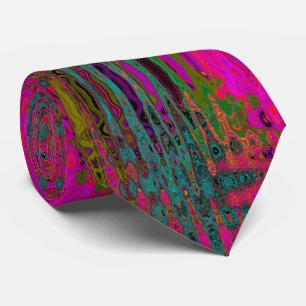 Trippy Turquoise Abstract Retro Atomic Waves Tie