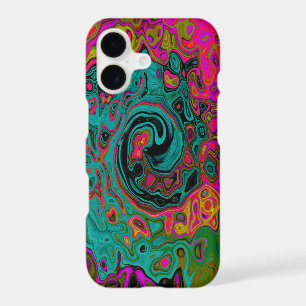 Trippy Turquoise Abstract Retro Liquid Swirl
