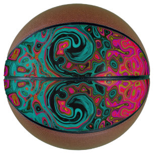 Trippy Turquoise Abstract Retro Liquid Swirl Basketball