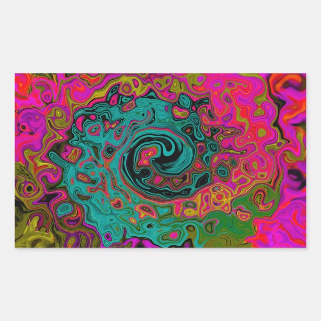 Trippy Turquoise Abstract Retro Liquid Swirl Sticker (Front)