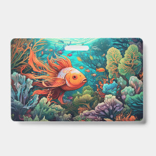 Trippy underwater fish badge
