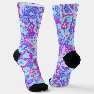 Trippy Vibrant Colourful Maximalist Abstract Marbl Socks