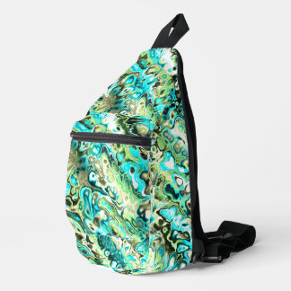 Trippy Vibrant Groovy Boho Hippie Fracal Marble Sling Bag