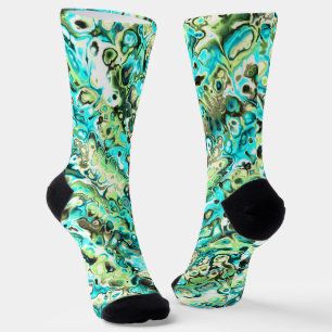 Trippy Vibrant Groovy Boho Hippie Fractal Marble Socks